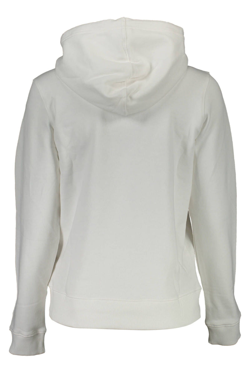 Elegant White Cotton Hooded Sweatshirt