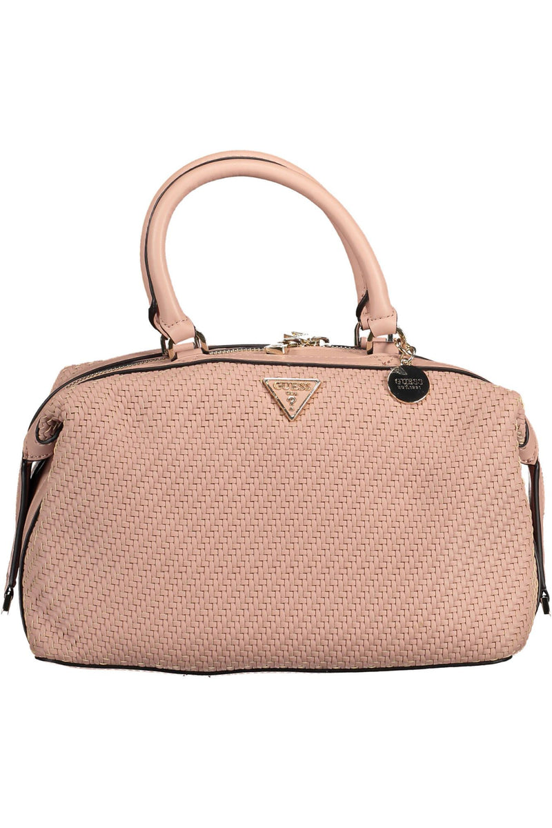 Chic rosa satchel con detalles contrastantes