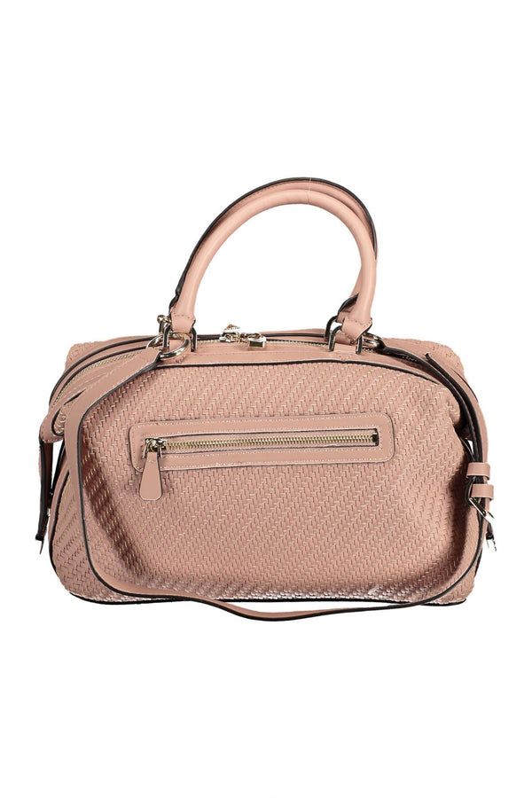 Chic rosa satchel con detalles contrastantes