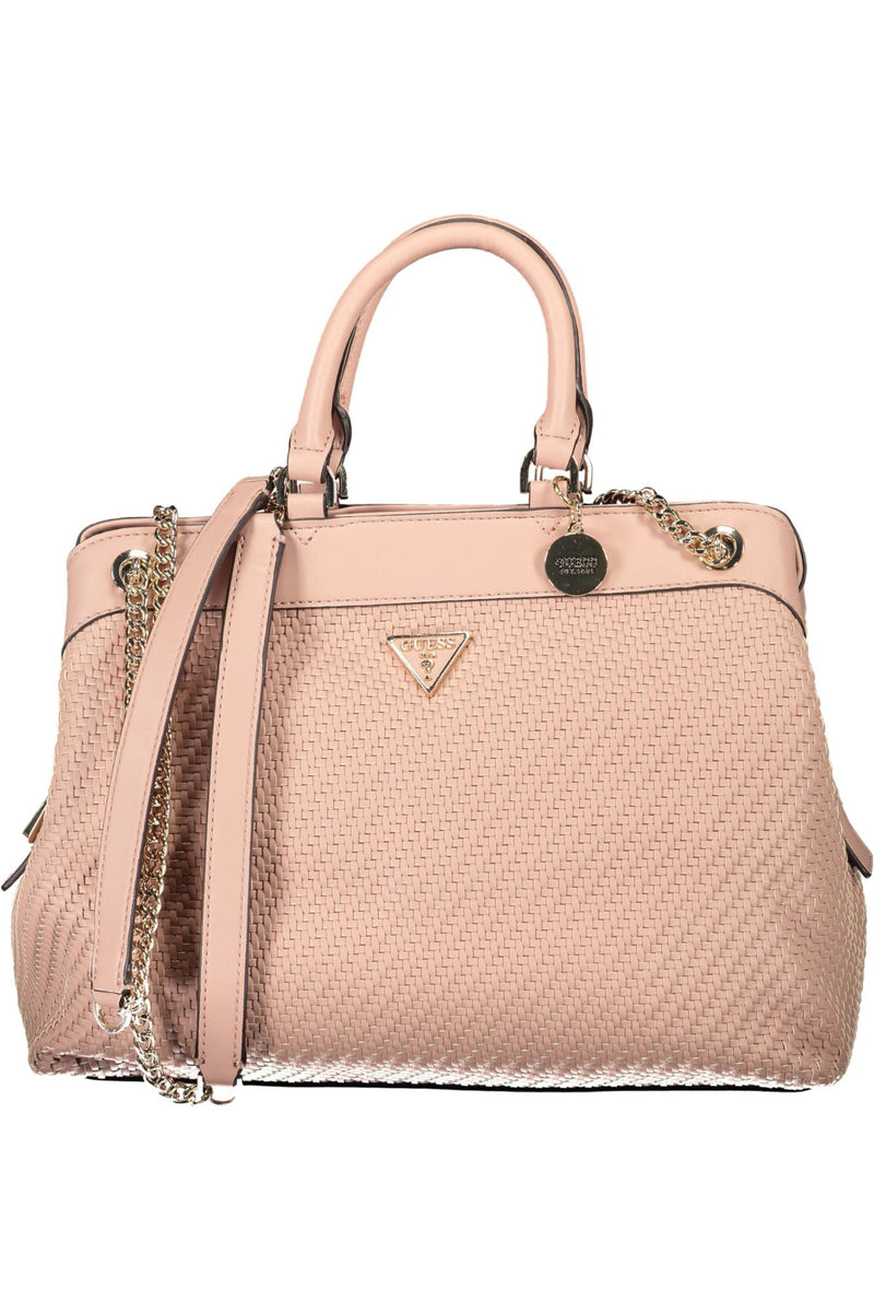 Bolso de hombro con mango de cadena rosa rosa