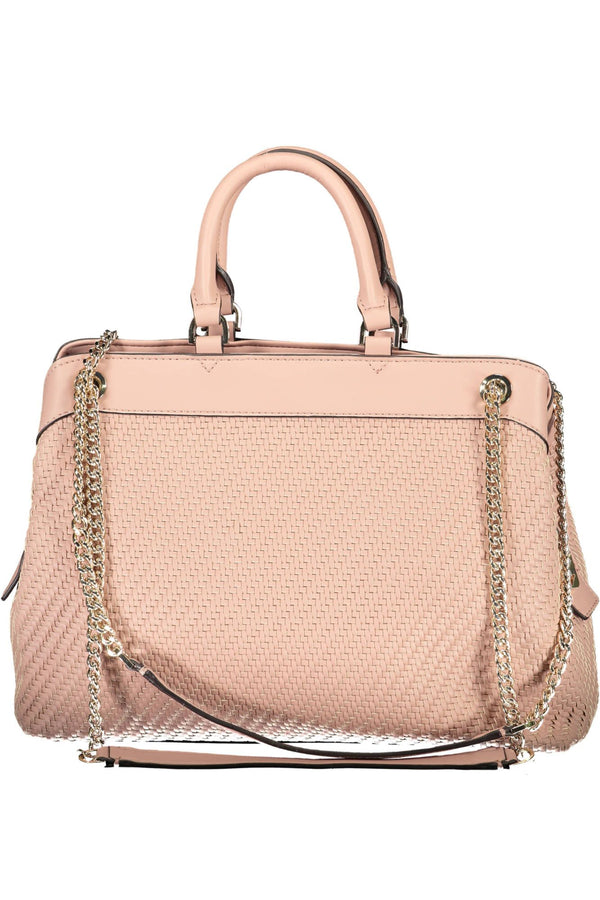 Bolso de hombro con mango de cadena rosa rosa