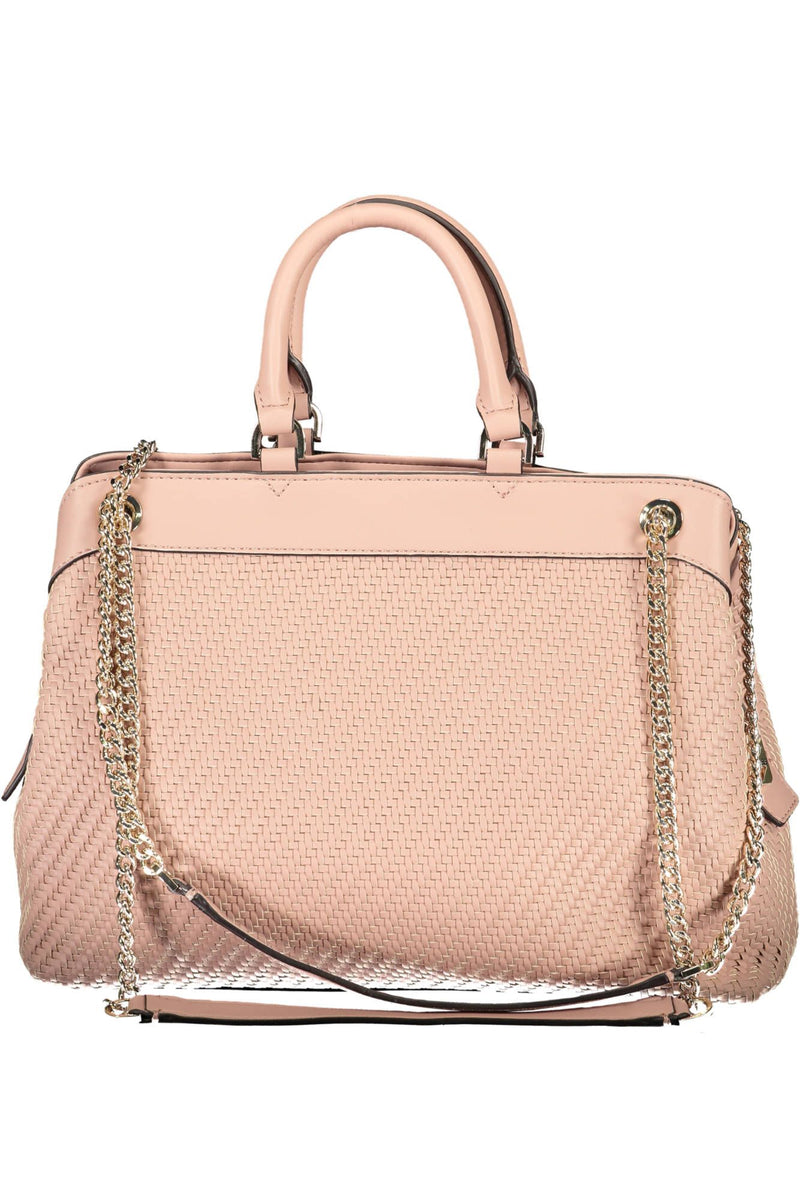 Bolso de hombro con mango de cadena rosa rosa