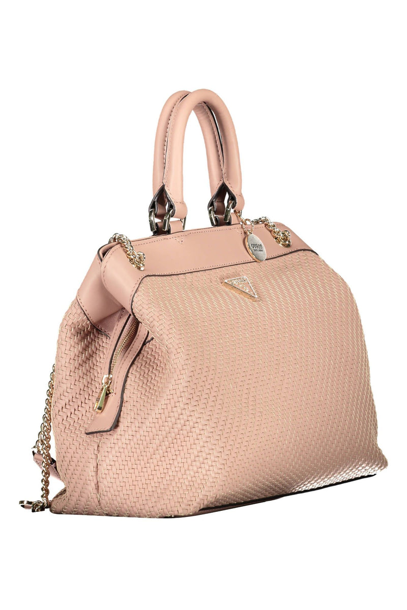 Bolso de hombro con mango de cadena rosa rosa