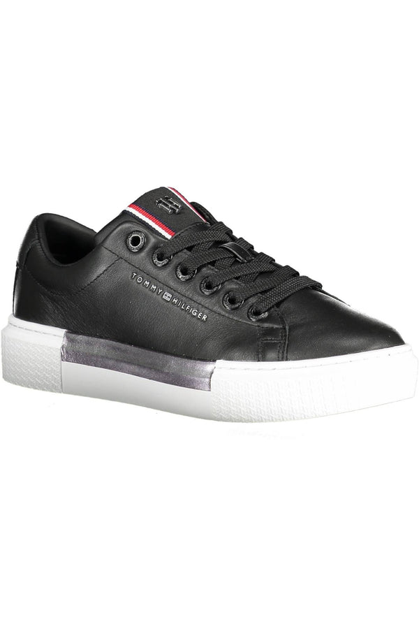 Black Leather Women Sneaker