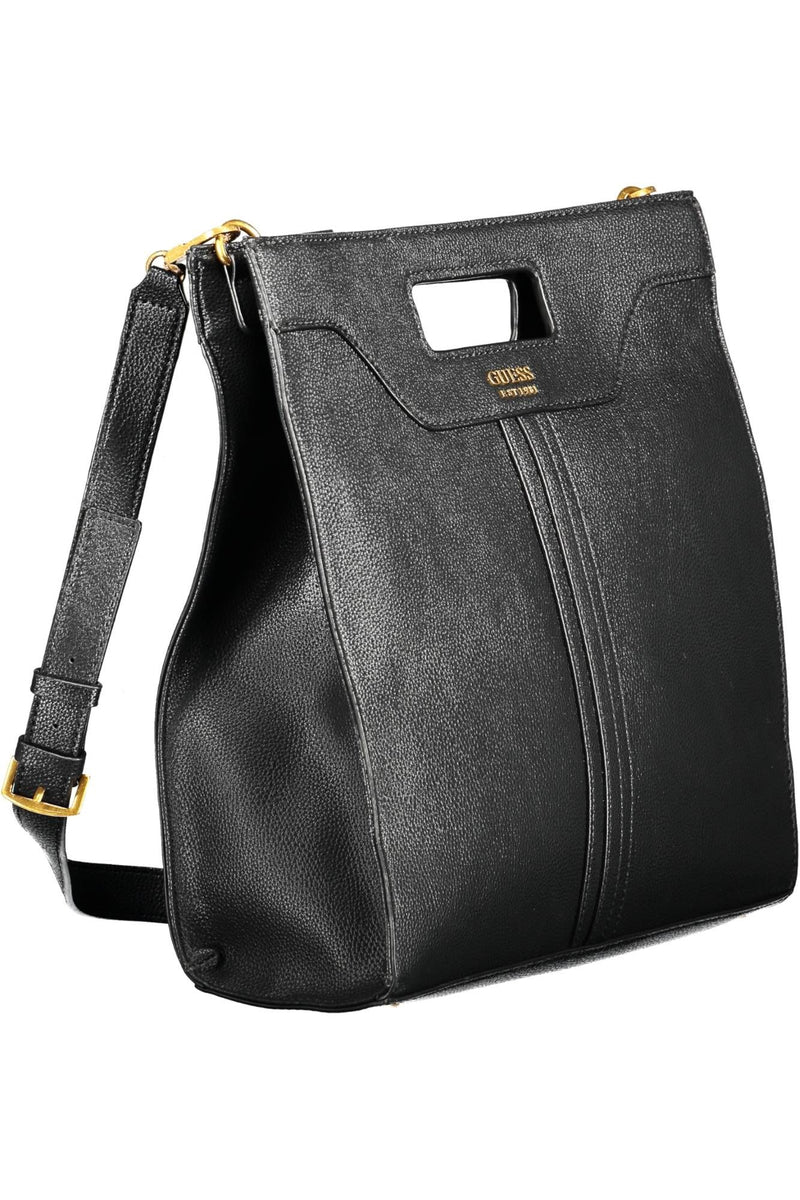 Chic Black Handbag with Contrasting Details