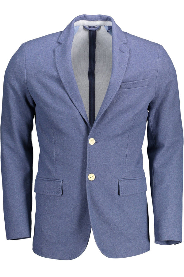 Chic chaqueta azul delgada con elegantes detalles