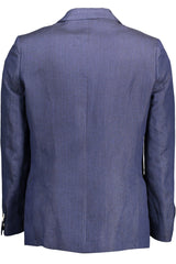 Elegante chaqueta azul de lino para hombres