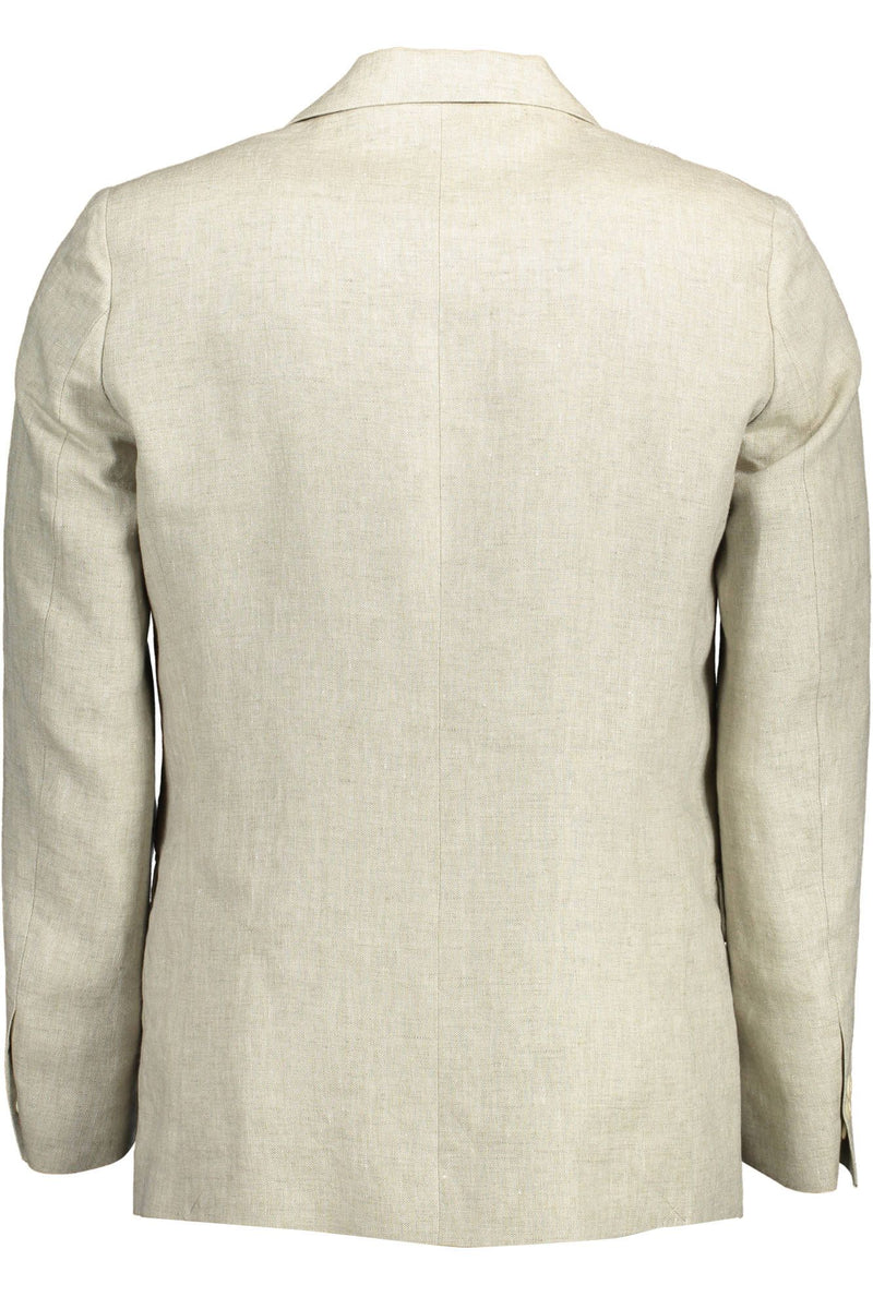 Veste classique en lin beige avec logo