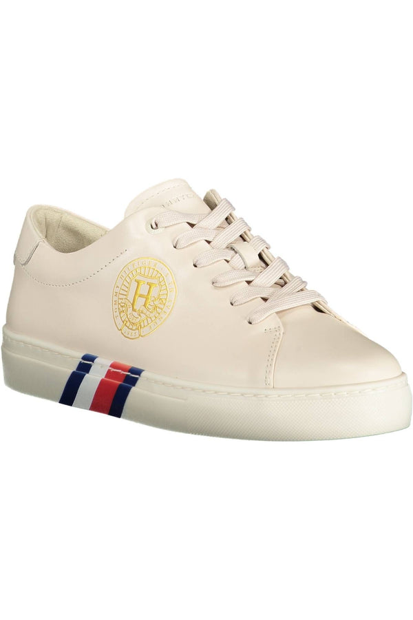 Beige Leather Women Sneaker