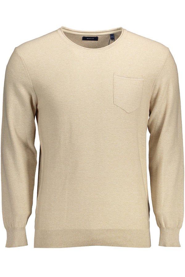 Elegante maglione di beige dell'equipaggio con ricamo