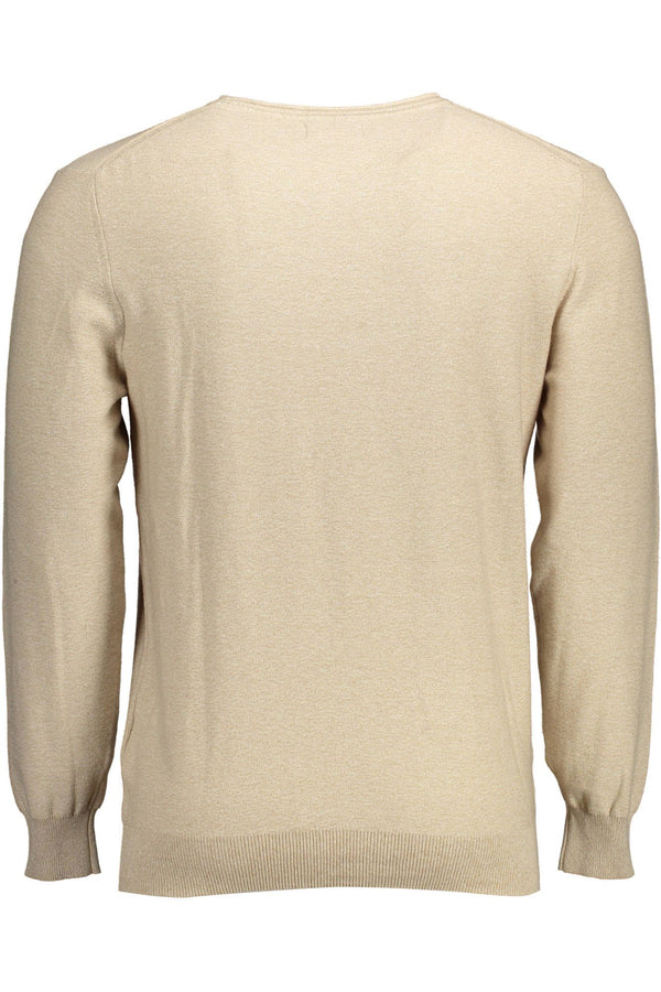 Elegant Beige Crew-Neck Sweater with Embroidery