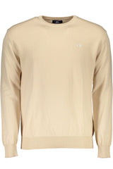 Beige runder Nackenstickte Pullover