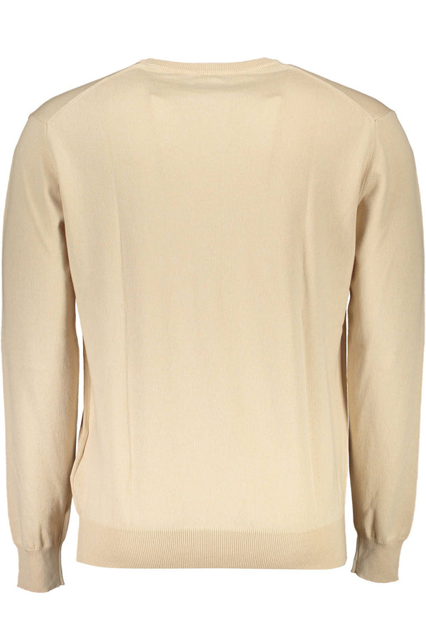 Beige runder Nackenstickte Pullover