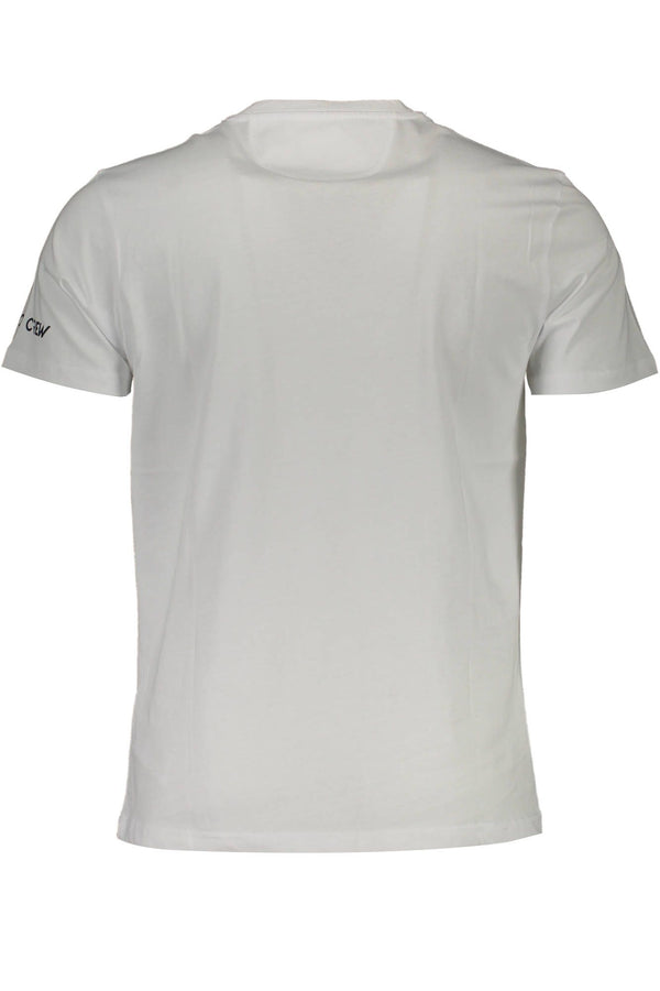 Crisp White Cotton Crew Neck Tee with Logo Print