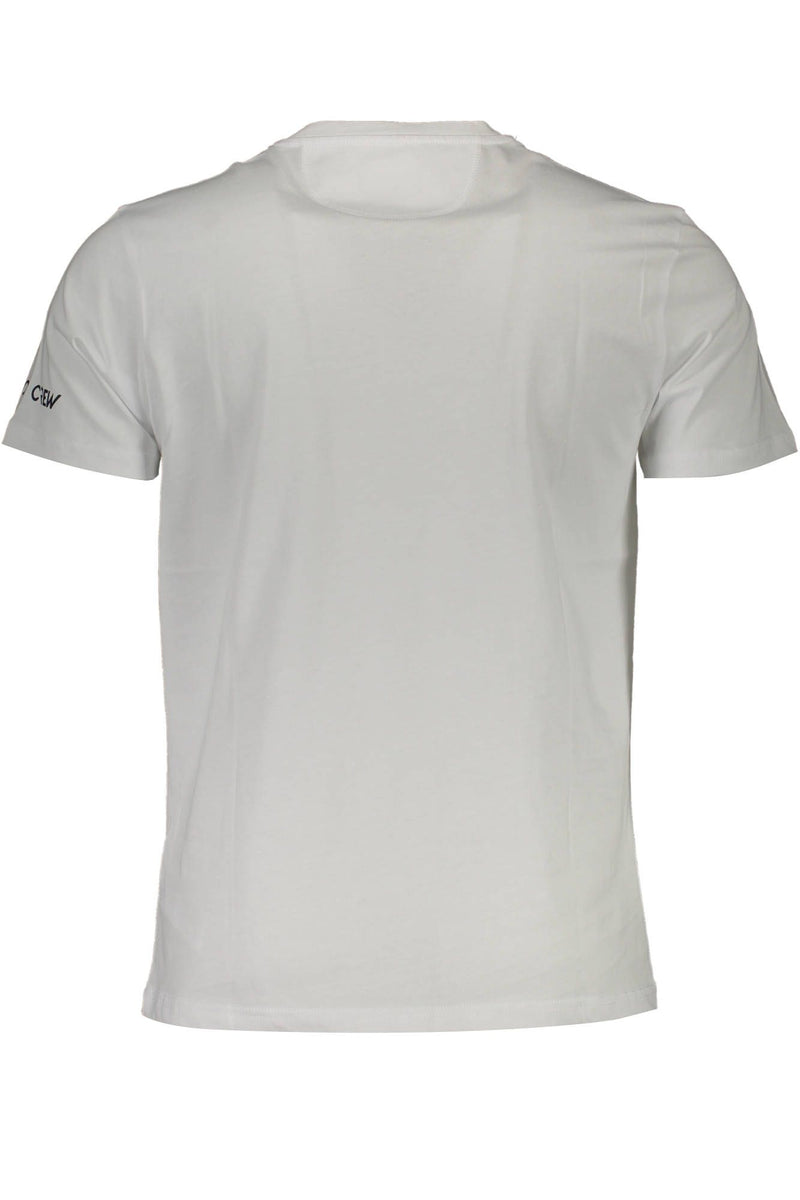 Crisp White Cotton Crew Neck Tee with Logo Print