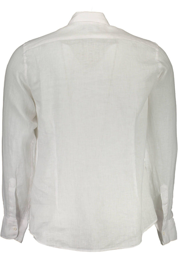 Elegante camicia a maniche lunghe in lino bianco