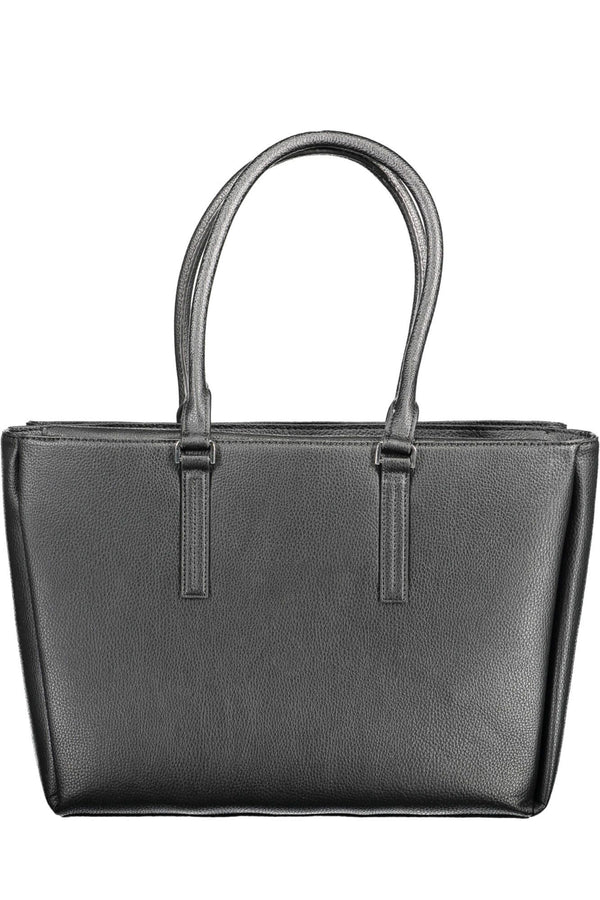 Elegant Black Shoulder Bag with Triple Compartments