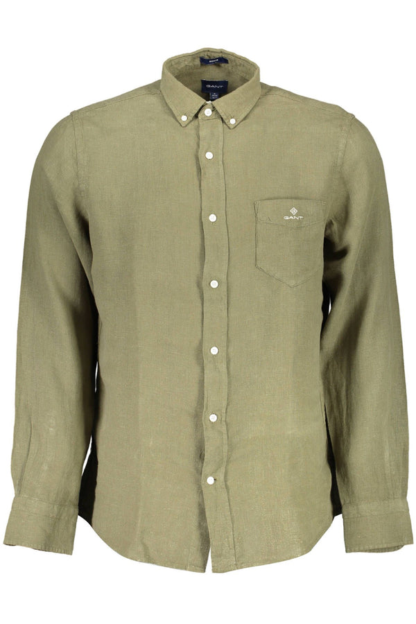 Camicia a maniche corte in lino verde estivo