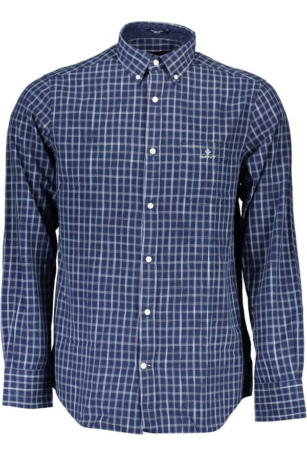 Elegante camisa de algodón orgánico azul para hombres