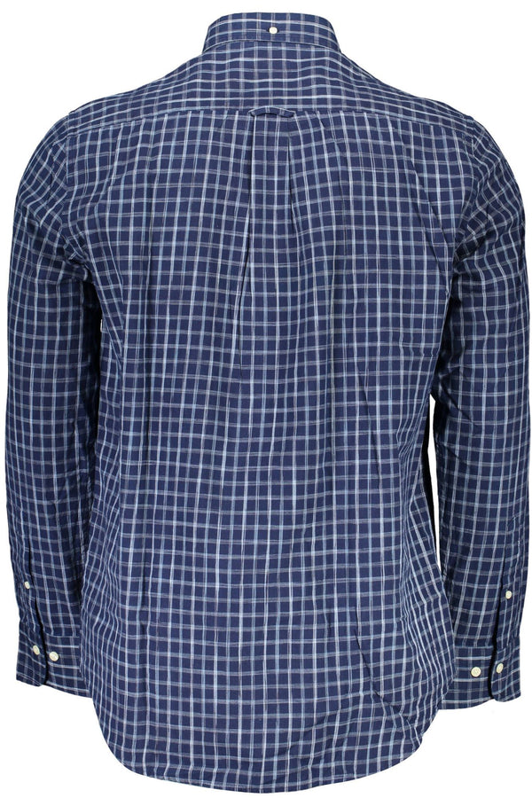 Elegante camisa de algodón orgánico azul para hombres