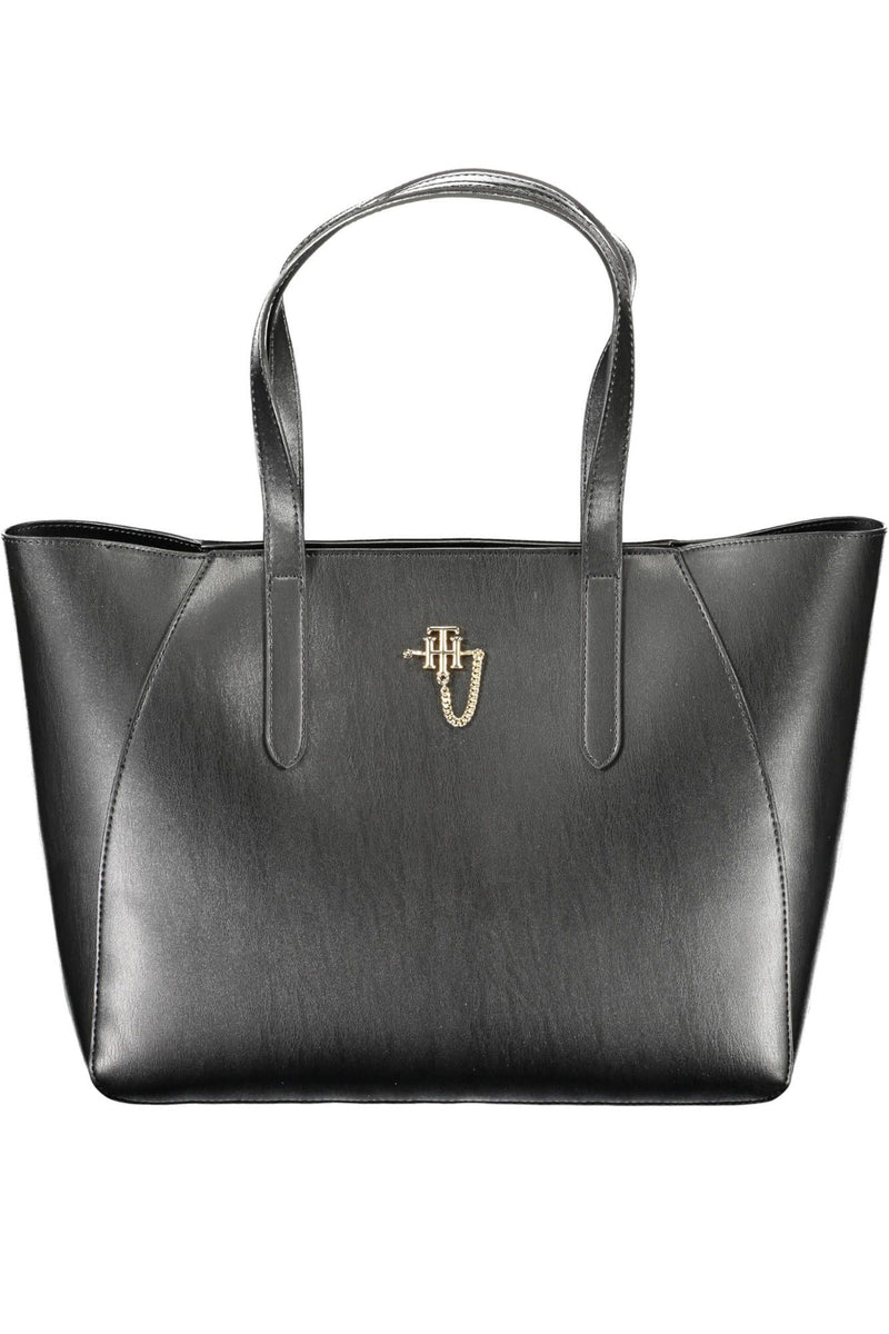 Elegant Black Shoulder Bag with Contrasting Details