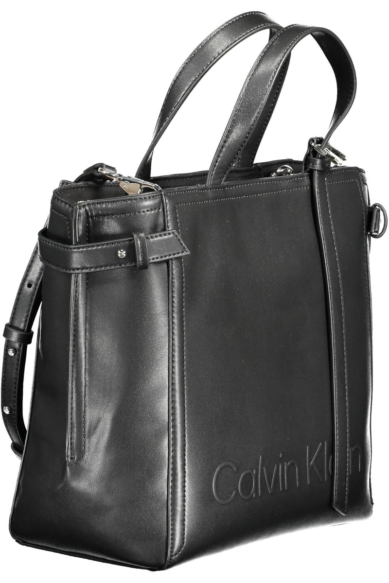 Elegant Black Two-Handle Recycled Polyester Bag