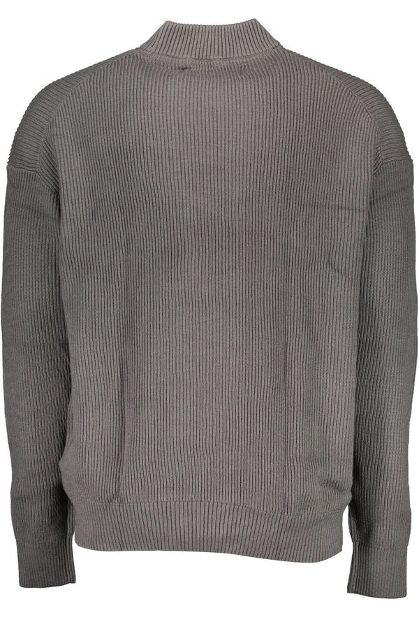 Elegant Gray Turtleneck with Sleek Embroidery