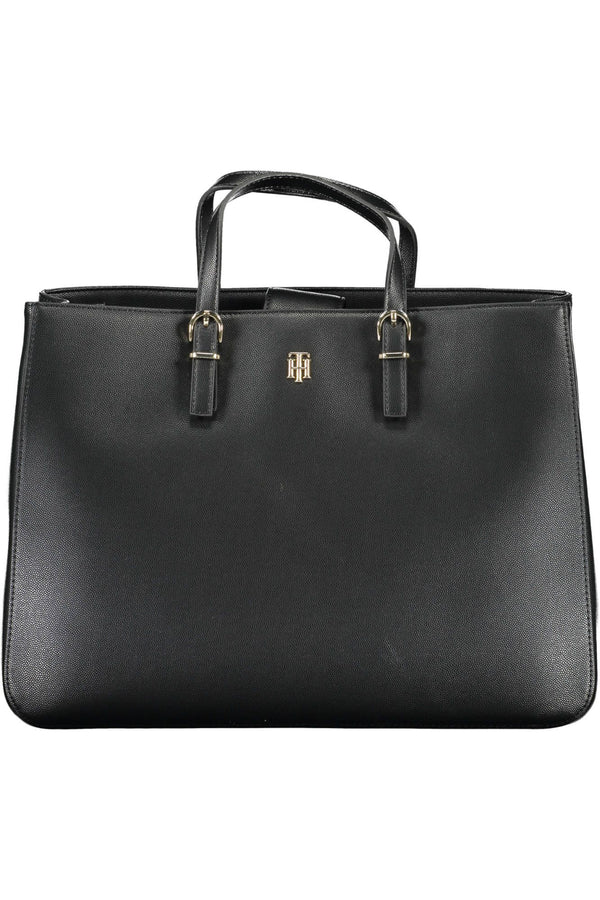 Elegant Black Contrast Detail Handbag