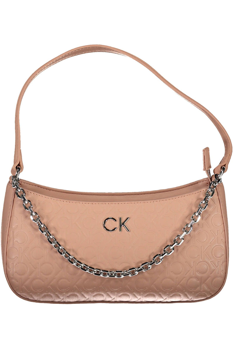 Chic Pink Chain Handle Bag with Contrasting Details