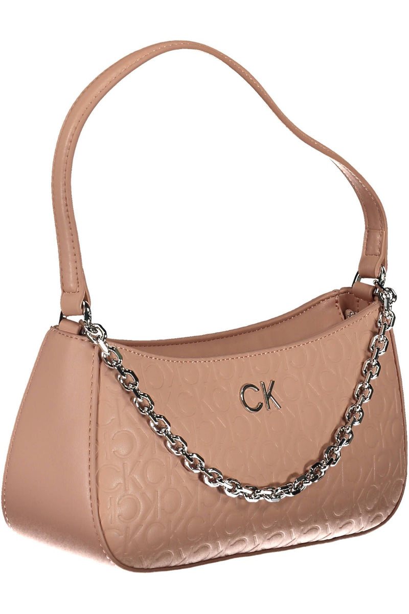 Chic Pink Chain Handle Bag with Contrasting Details