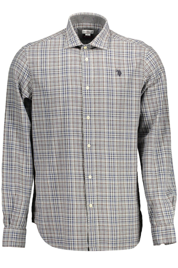 Chemise à manches longues en coton gris élégant