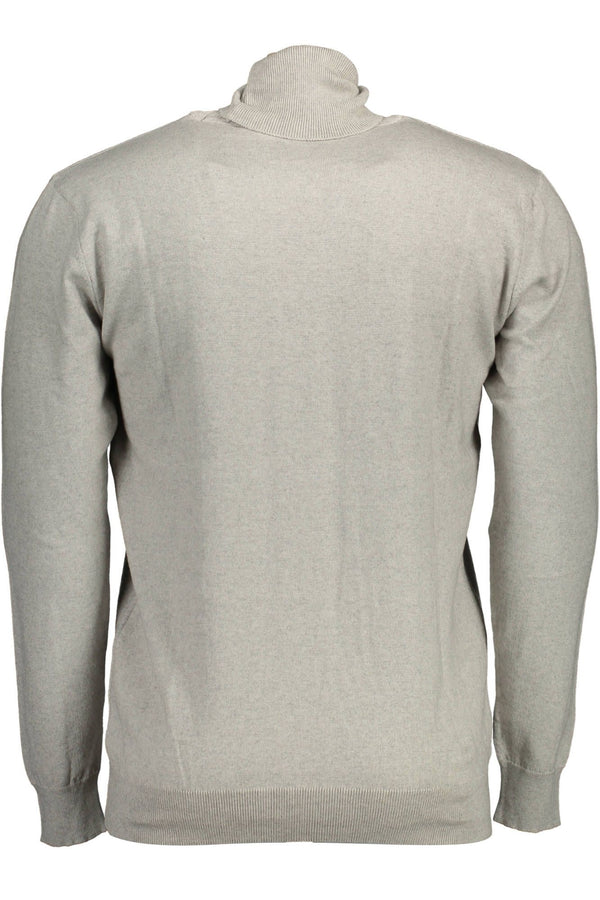 Elegant Gray Turtleneck Cashmere Blend Sweater