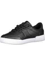 Chic Black Lace-Up Sneakers with Contrasting Accents