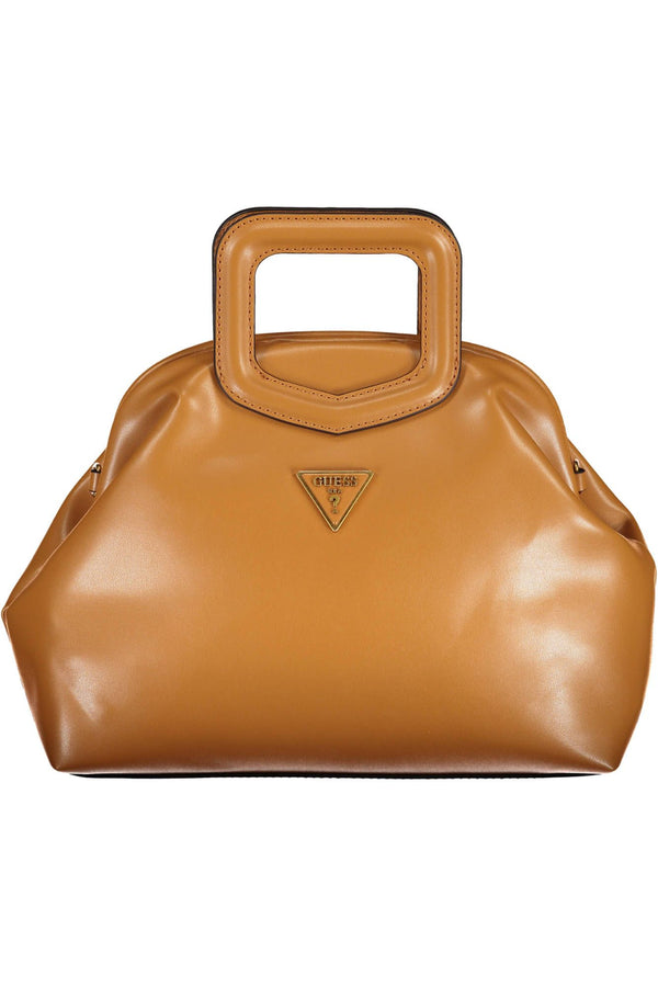 Chic Brown Polyurethane Handbag with Logo