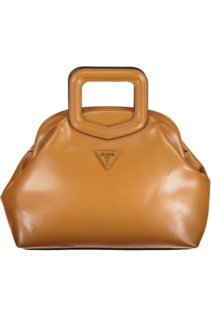 Sac à main en polyuréthane marron chic avec logo