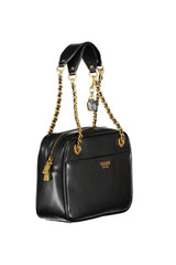 Elegante bolso de hombro de cadena negra