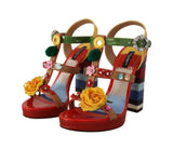 Tacones multicolor de tobillo floral