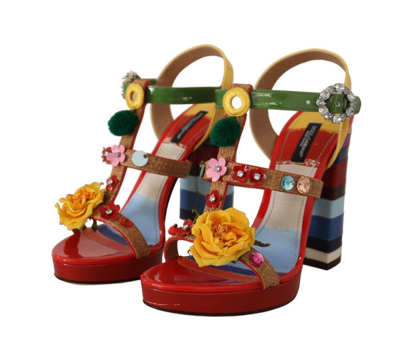 Tacones multicolor de tobillo floral