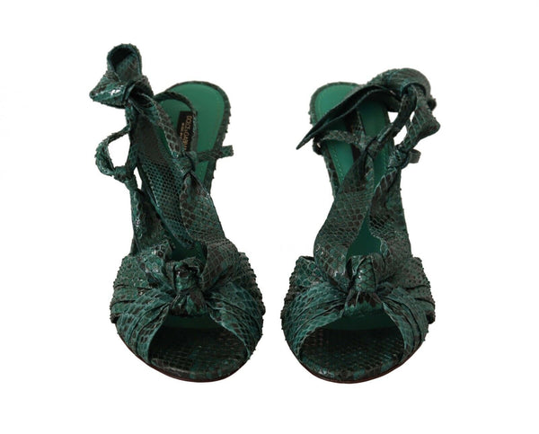 Emerald exotische Ledersandalen mit Abhocker