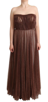 Elegantes metallisches Bronze -Long -Kleid