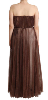 Elegantes metallisches Bronze -Long -Kleid