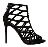 Elegantes tacones de gamuza negra sandalias