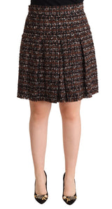 Chic Brown A-line plired Mini jupe