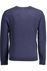 Elegant Woolen Blue Sweater with Embroidery