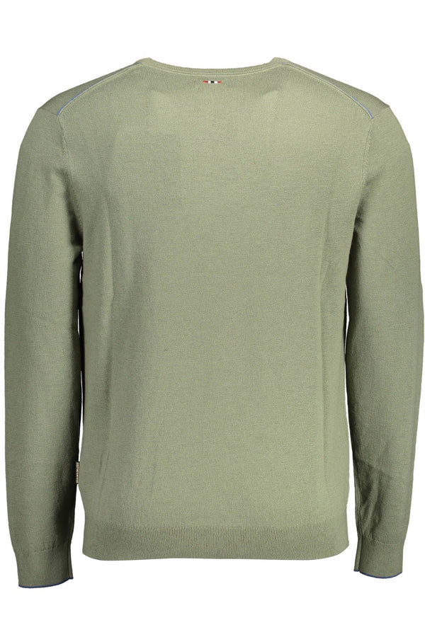 Pull brodé en laine verte