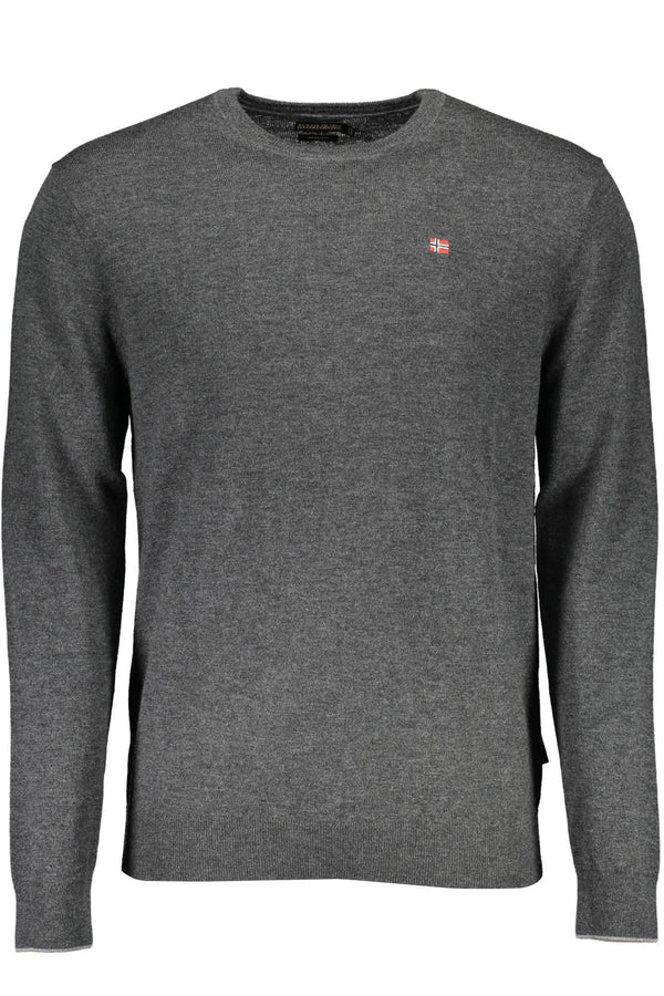 Pull en laine gris élégant avec logo brodé