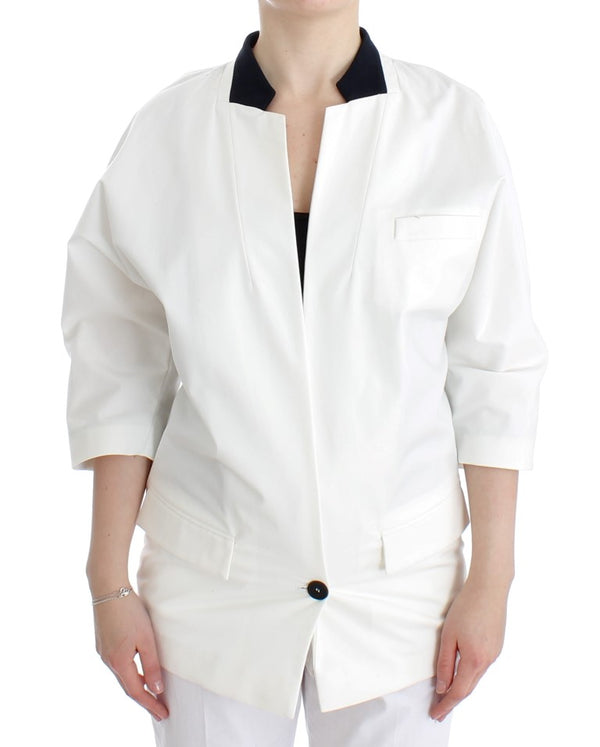 Blazer de mezcla de algodón blanco elegante