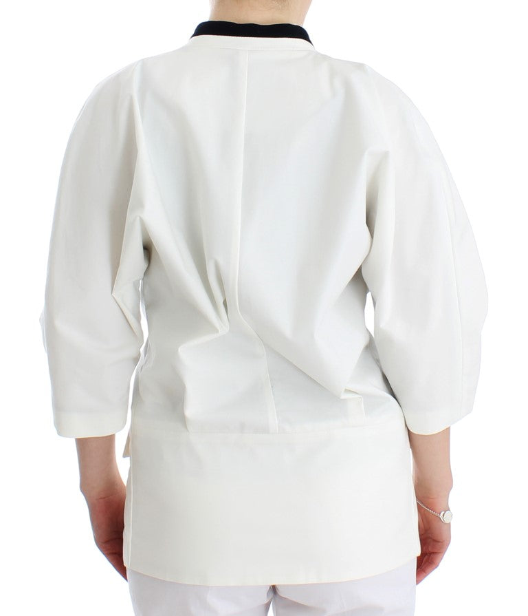 Blazer di miscela di cotone bianco chic