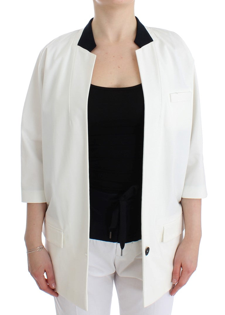 Blazer di miscela di cotone bianco chic