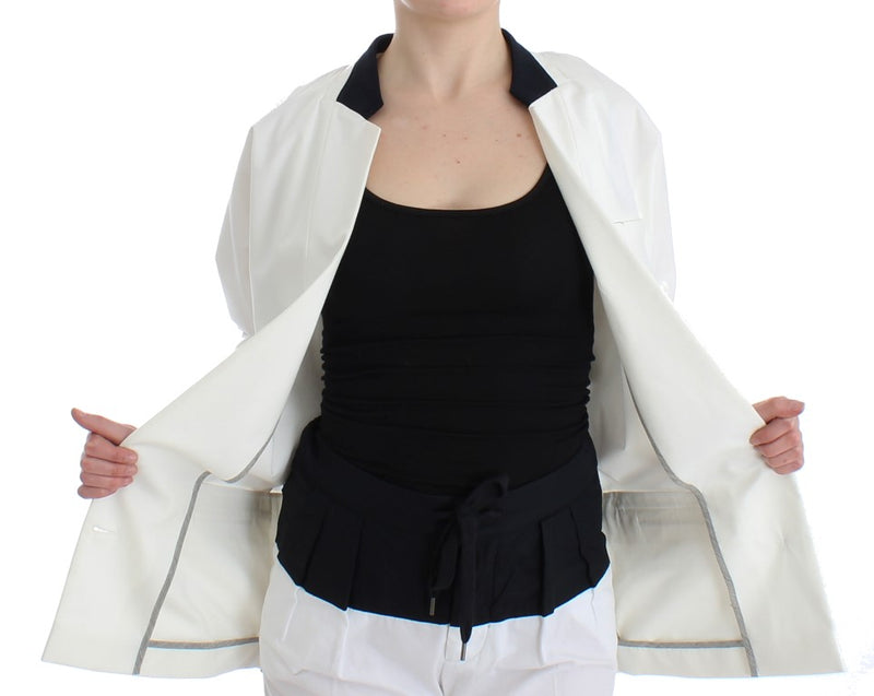 Blazer di miscela di cotone bianco chic